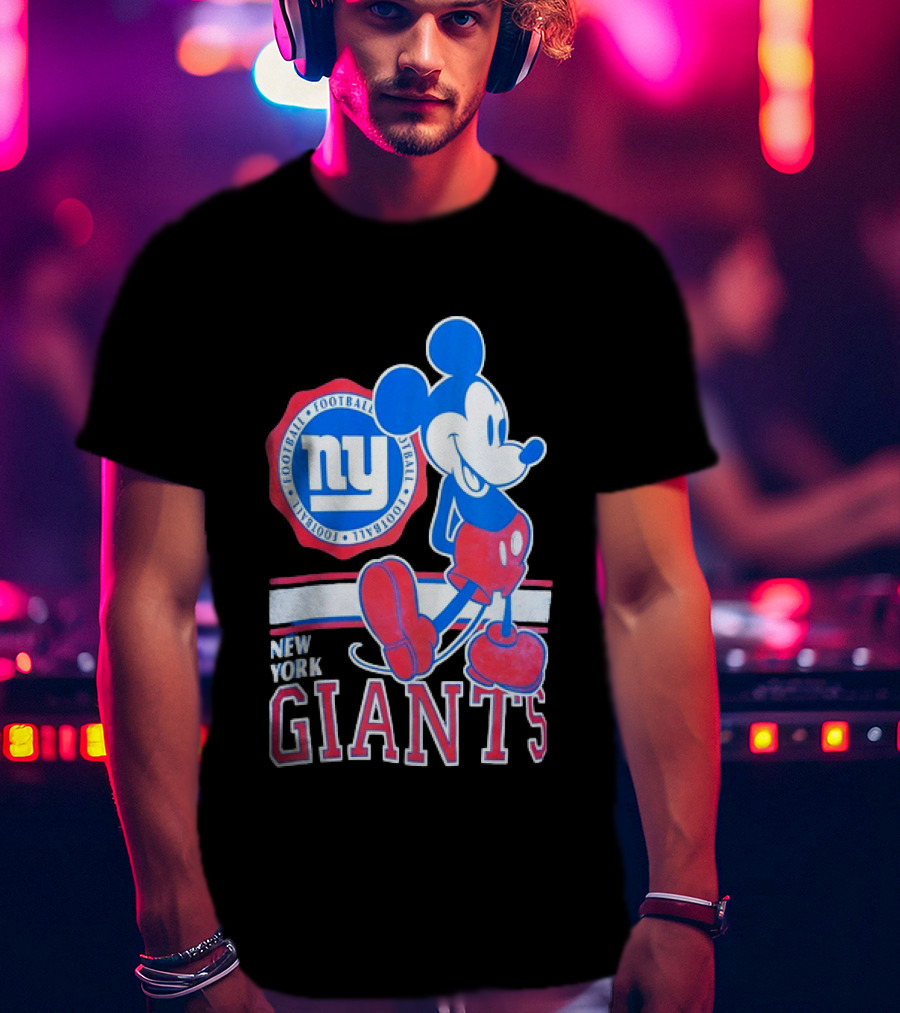 Mickey Mouse New York Giants Football NY Sports Fan T-Shirt