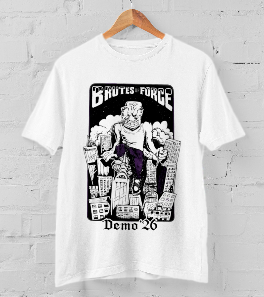 Brutes Of Force Demo '26 Hardcore Punk Band Monster Destroying City T-Shirt