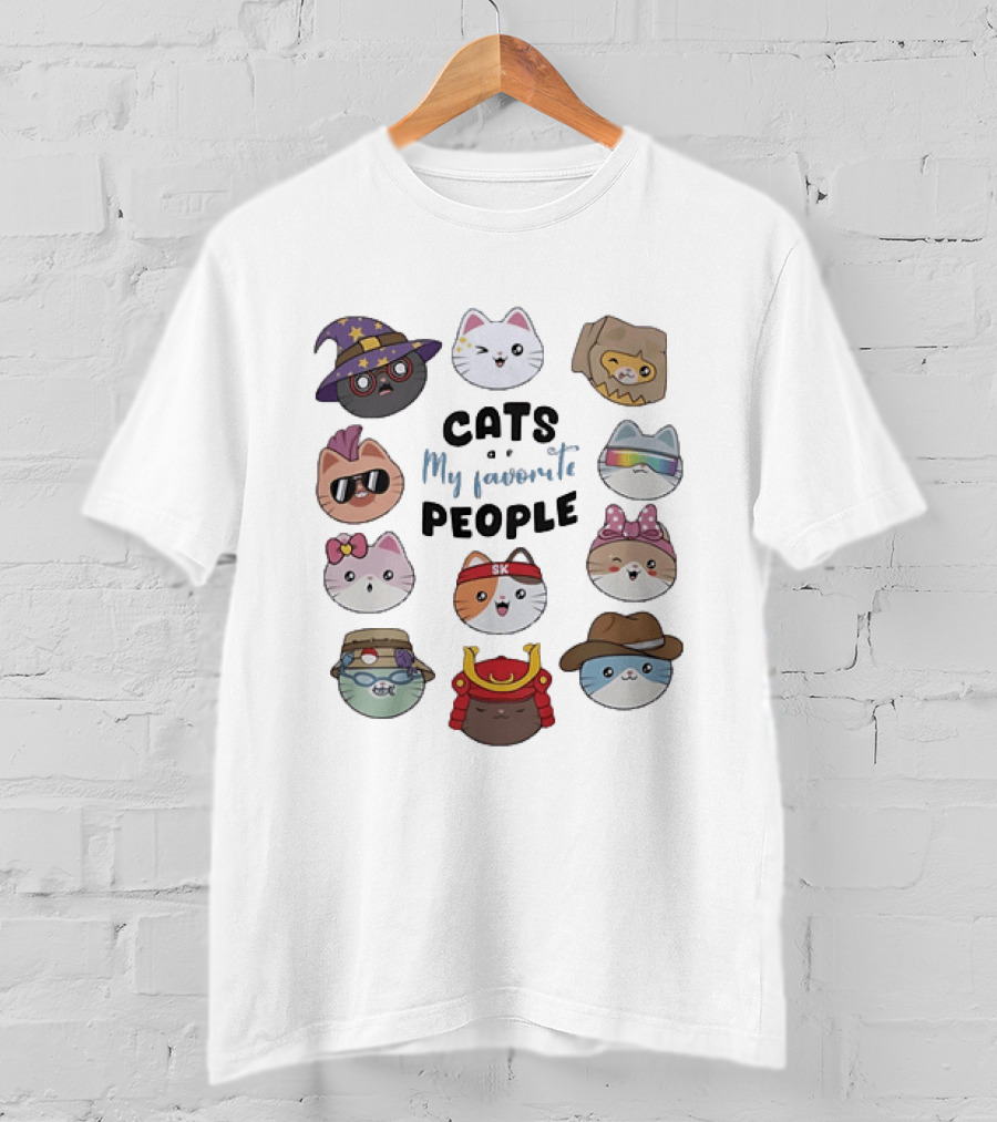 Cats Are My Favorite People Cute Wizard Ninja Cowboy Kawaii Kittens T-Shirt