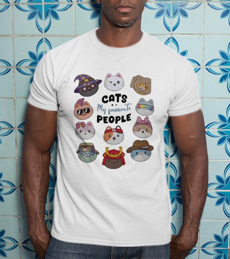 Cats Are My Favorite People Cute Wizard Ninja Cowboy Kawaii Kittens T-Shirt