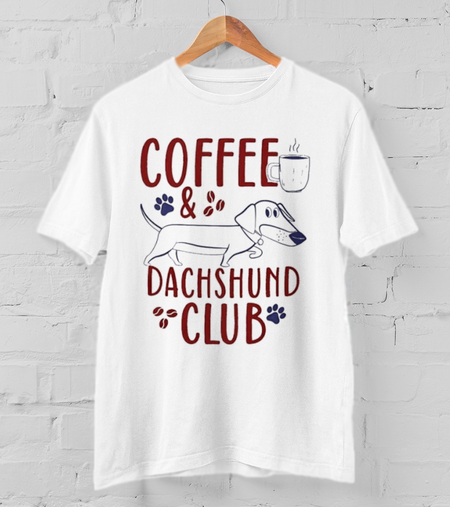 Coffee And Dachshund Club Paw Print Caffeine Espresso T-Shirt