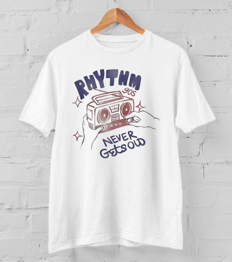 Rhythm 90s Boombox Never Gets Old Retro Music Vibes T-Shirt