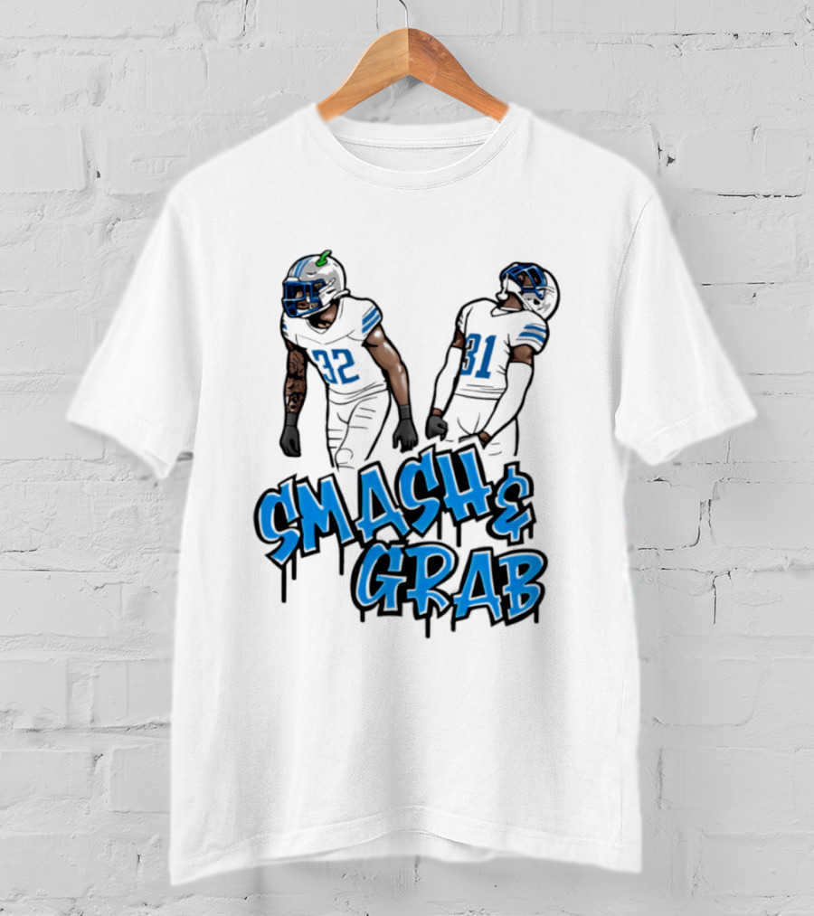 Detroit Lions Smash And Grab Football Players 32 And 31 Sports Fan Gear T-Shirt