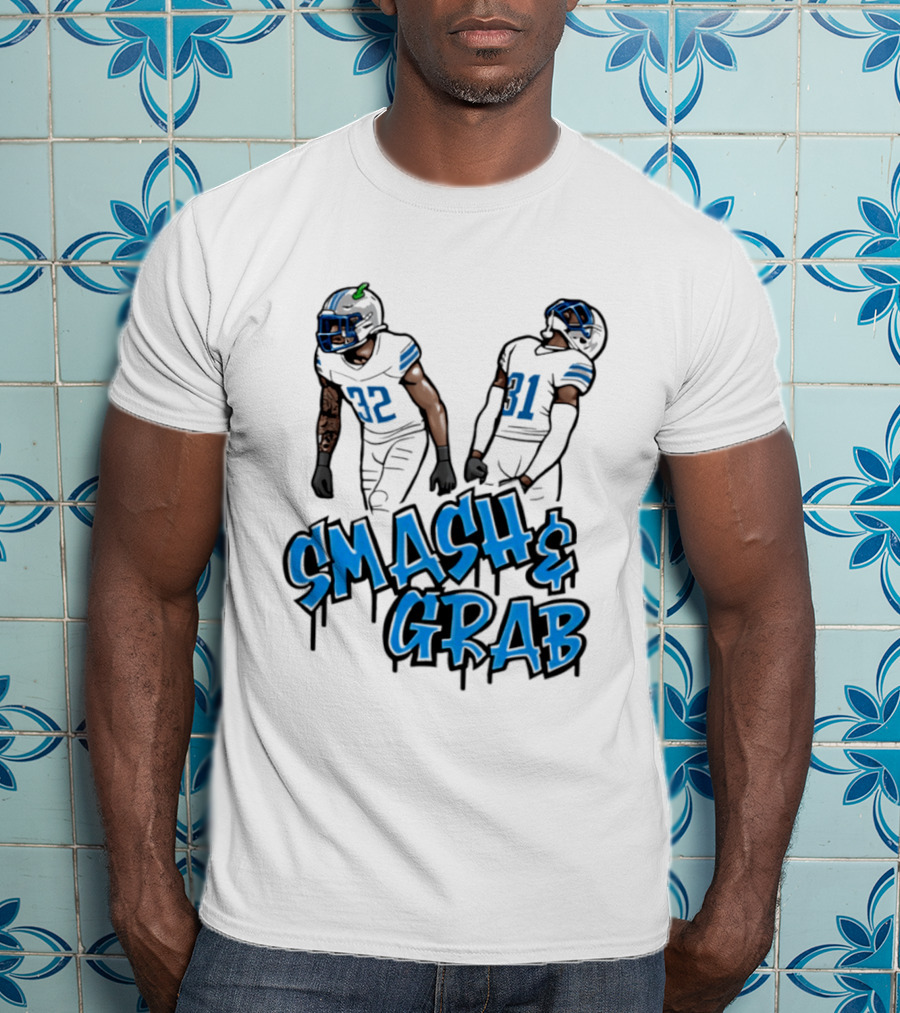Detroit Lions Smash And Grab Football Players 32 And 31 Sports Fan Gear T-Shirt