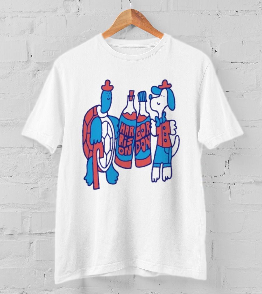 Harrison Gordon Honey TV Turtle Dog Duo With Bottles T-Shirt