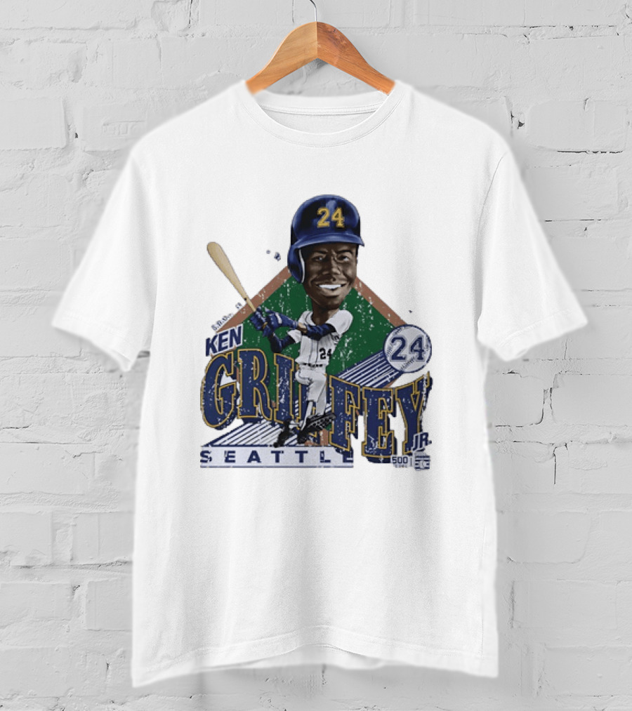 Ken Griffey Jr 24 Seattle Mariners 500 HR Club Distressed T-Shirt