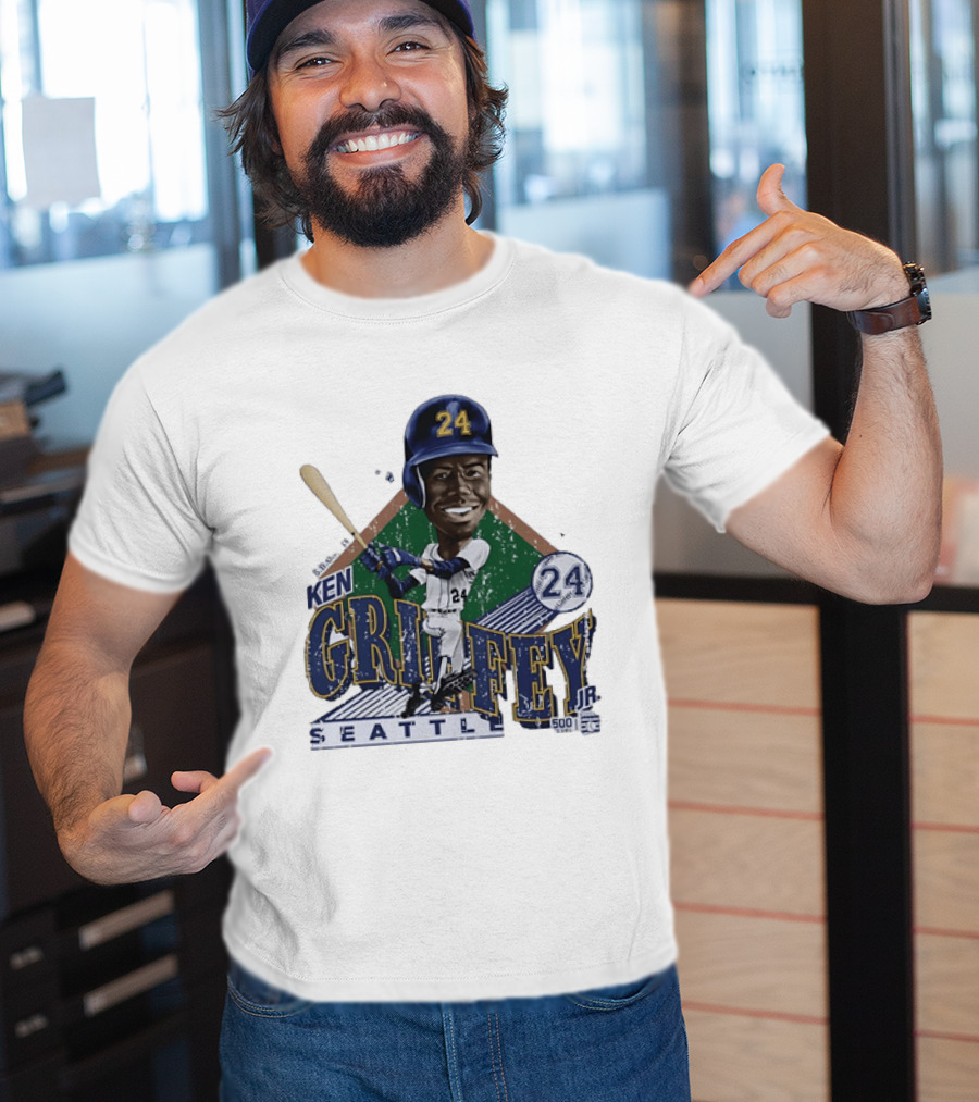 Ken Griffey Jr 24 Seattle Mariners 500 HR Club Distressed T-Shirt