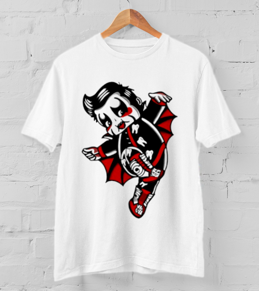 Little Vampire Kewpie Doll With Wings Teeth And Red Details T-Shirt