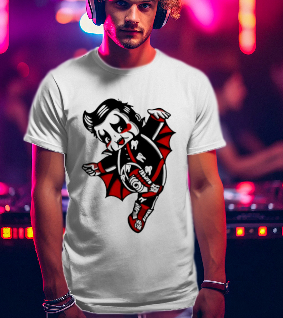 Little Vampire Kewpie Doll With Wings Teeth And Red Details T-Shirt