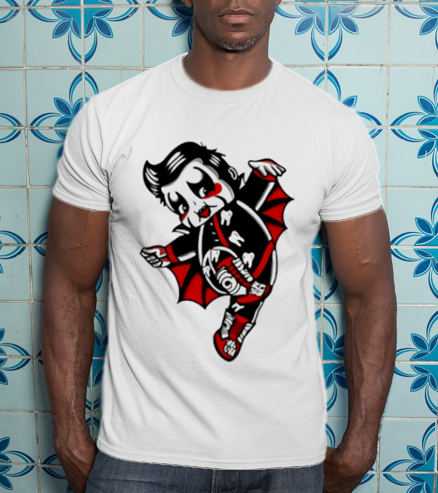 Little Vampire Kewpie Doll With Wings Teeth And Red Details T-Shirt