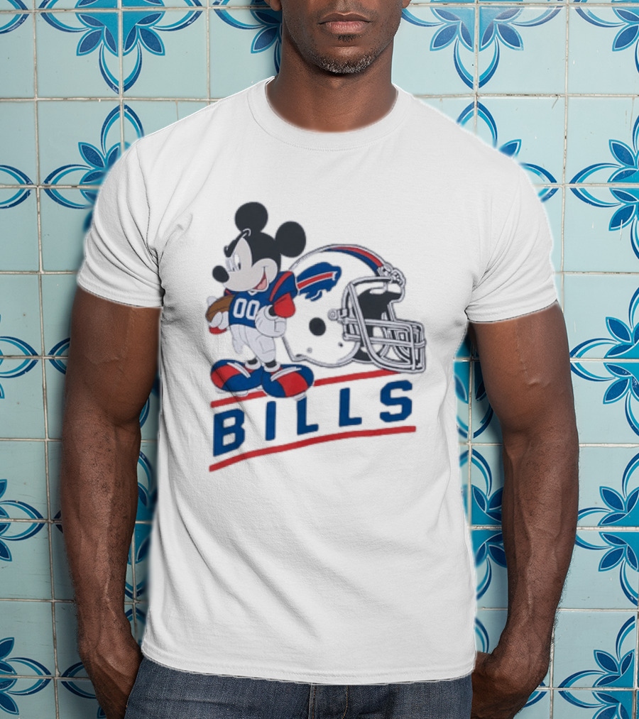 Mickey Mouse Buffalo Bills 00 Jersey Football Helmet T-Shirt