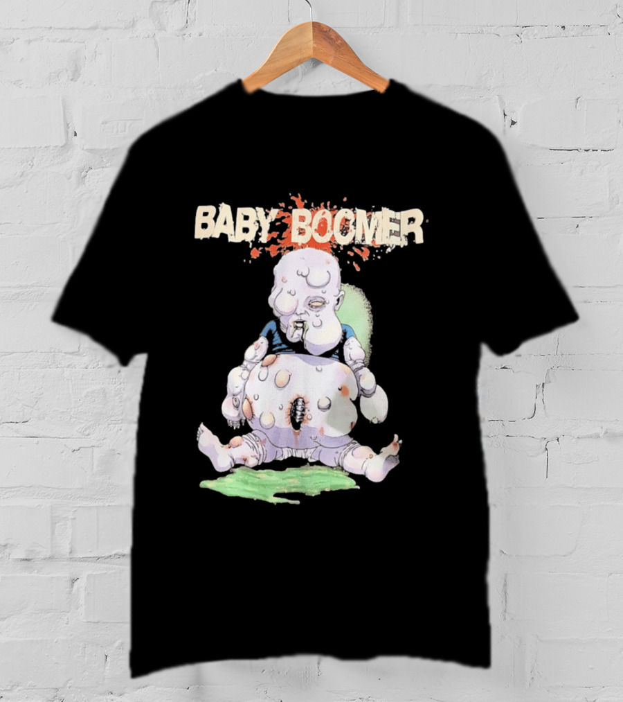 Baby Boomer Zombie Mutant Infant Horror Creepy Cartoon Character Rugged T-Shirt