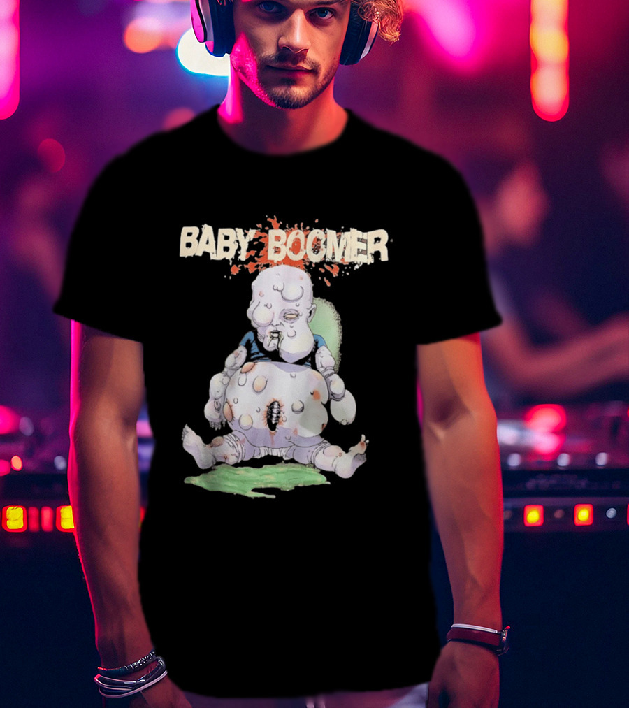 Baby Boomer Zombie Mutant Infant Horror Creepy Cartoon Character Rugged T-Shirt