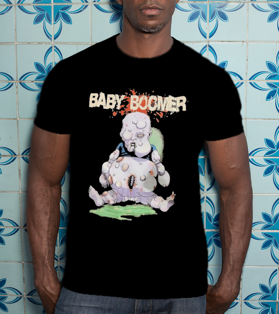 Baby Boomer Zombie Mutant Infant Horror Creepy Cartoon Character Rugged T-Shirt