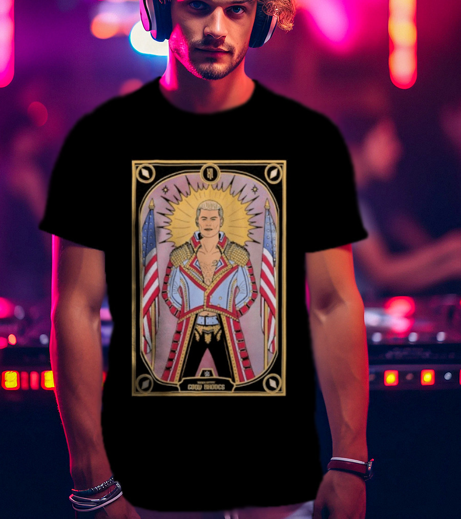 Cody Rhodes WWE Tarot Card With American Flags And Sunburst T-Shirt