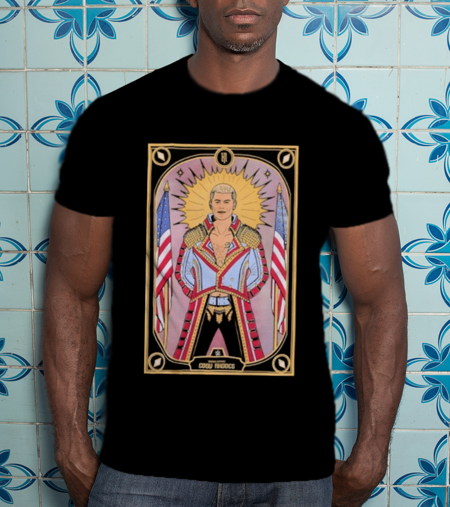 Cody Rhodes WWE Tarot Card With American Flags And Sunburst T-Shirt