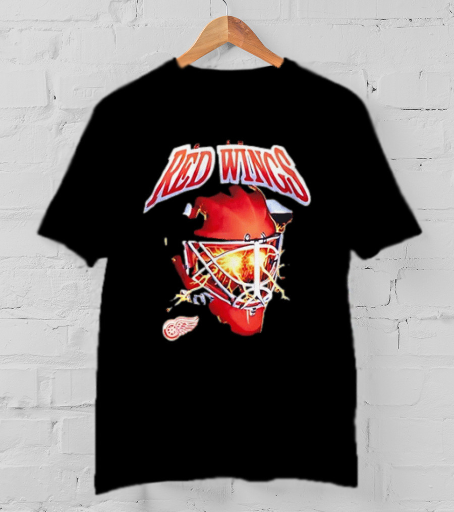 Detroit Red Wings Goalie Mask Red Lightning Burst T-Shirt