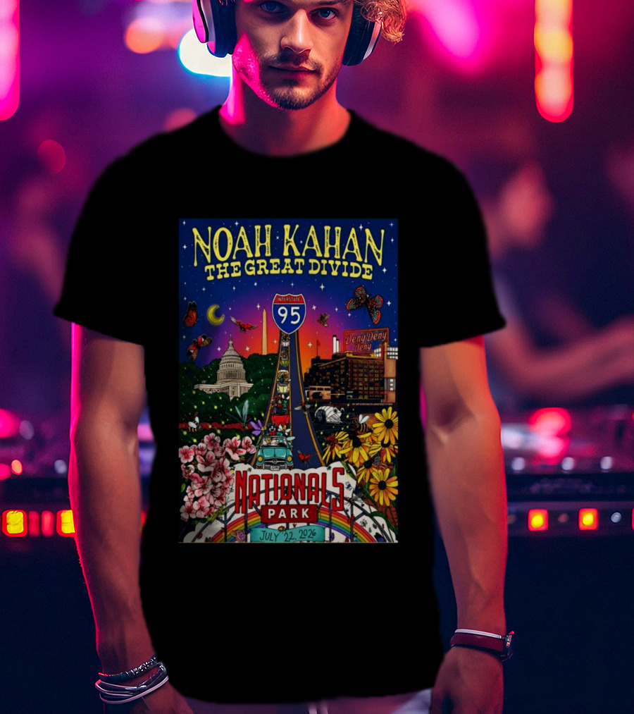 Noah Kahan The Great Divide Nationals Park July 22 2026 Washington D C Interstate 95 Capitol Flowers Butterflies T-Shirt