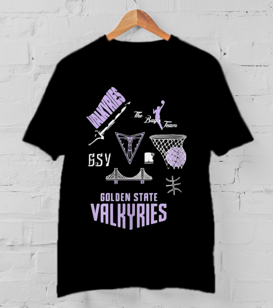 Golden State Valkyries The Bay's Team Basketball Collage GSV Bridge Sword T-Shirt