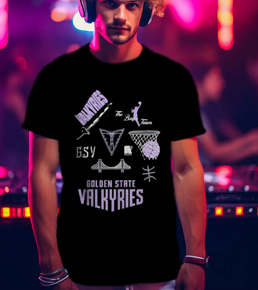 Golden State Valkyries The Bay's Team Basketball Collage GSV Bridge Sword T-Shirt