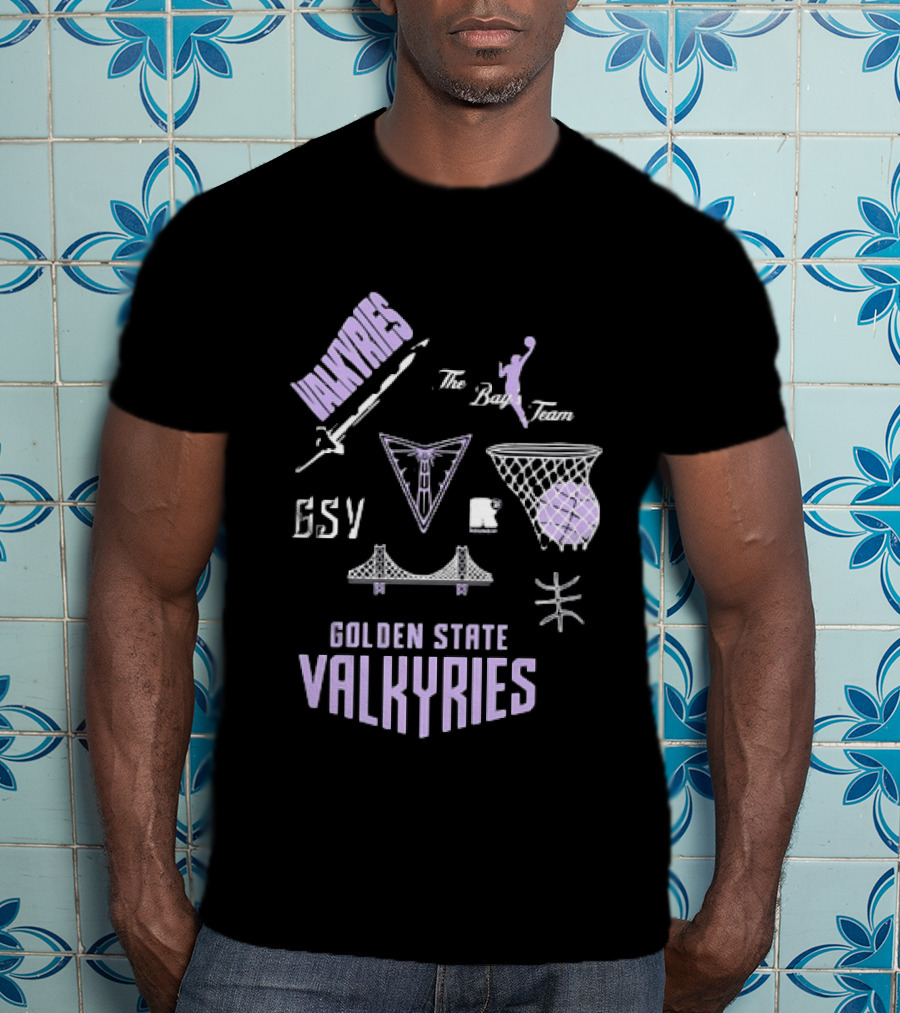 Golden State Valkyries The Bay's Team Basketball Collage GSV Bridge Sword T-Shirt