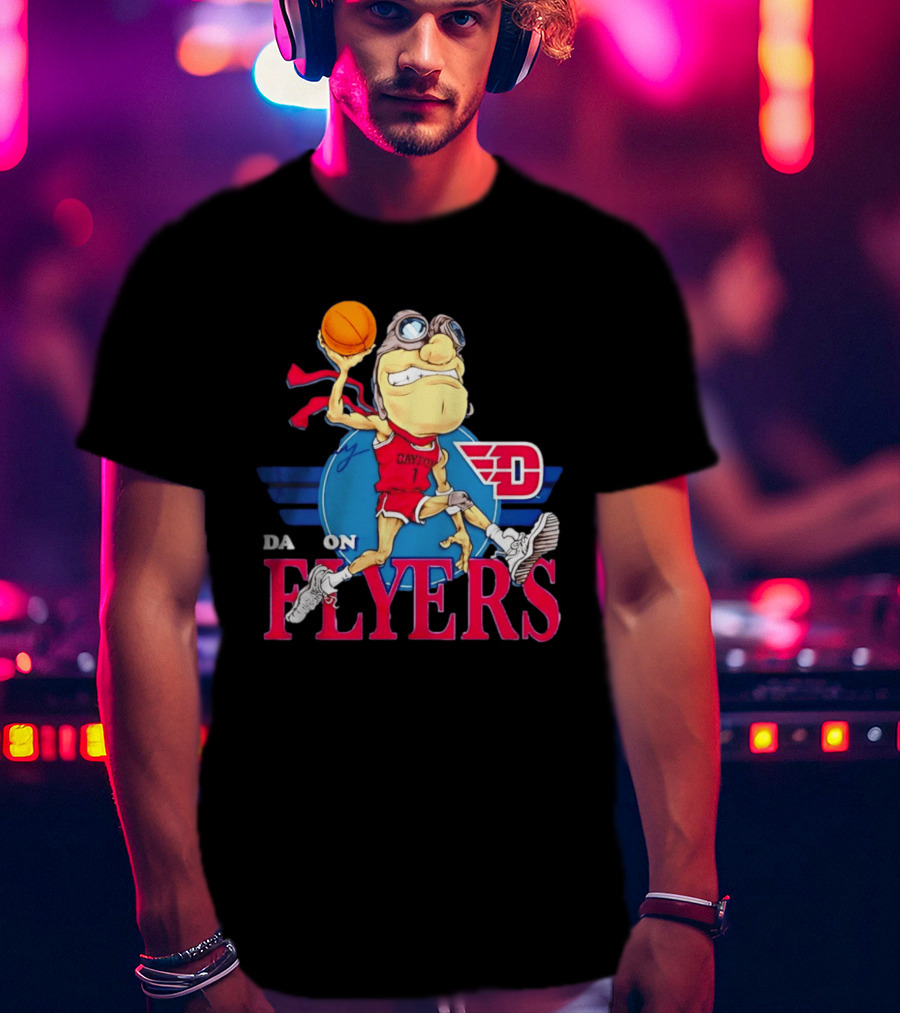 Dayton Flyers Rudy Dunking Basketball Cartoon T-Shirt