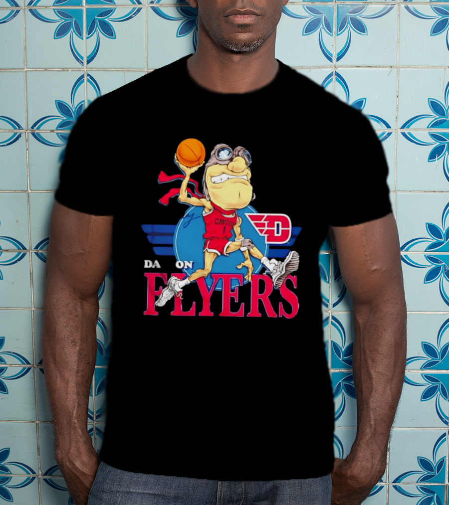 Dayton Flyers Rudy Dunking Basketball Cartoon T-Shirt