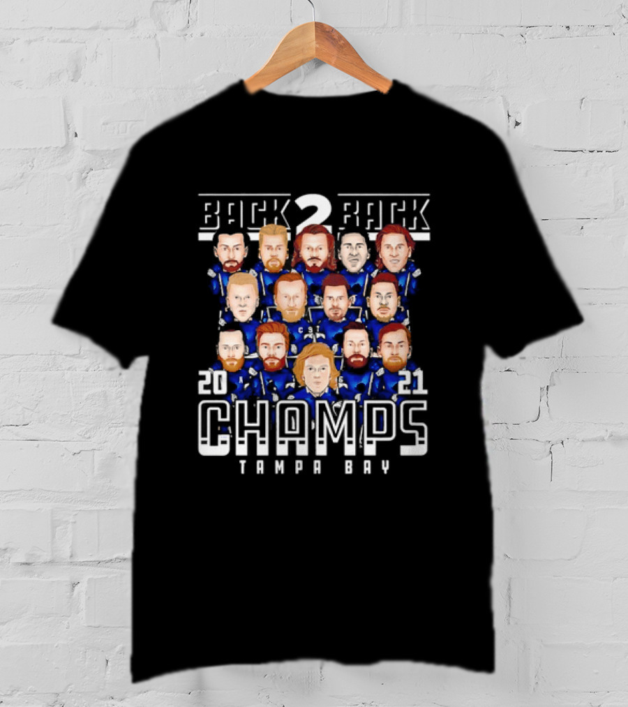 Tampa Bay Lightning Back 2 Back 2021 Champs Team T-Shirt