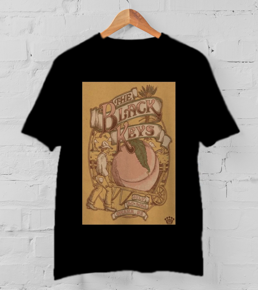 The Black Keys Omaha NE July 20 2026 Peach Cart Astro Amphitheater T-Shirt
