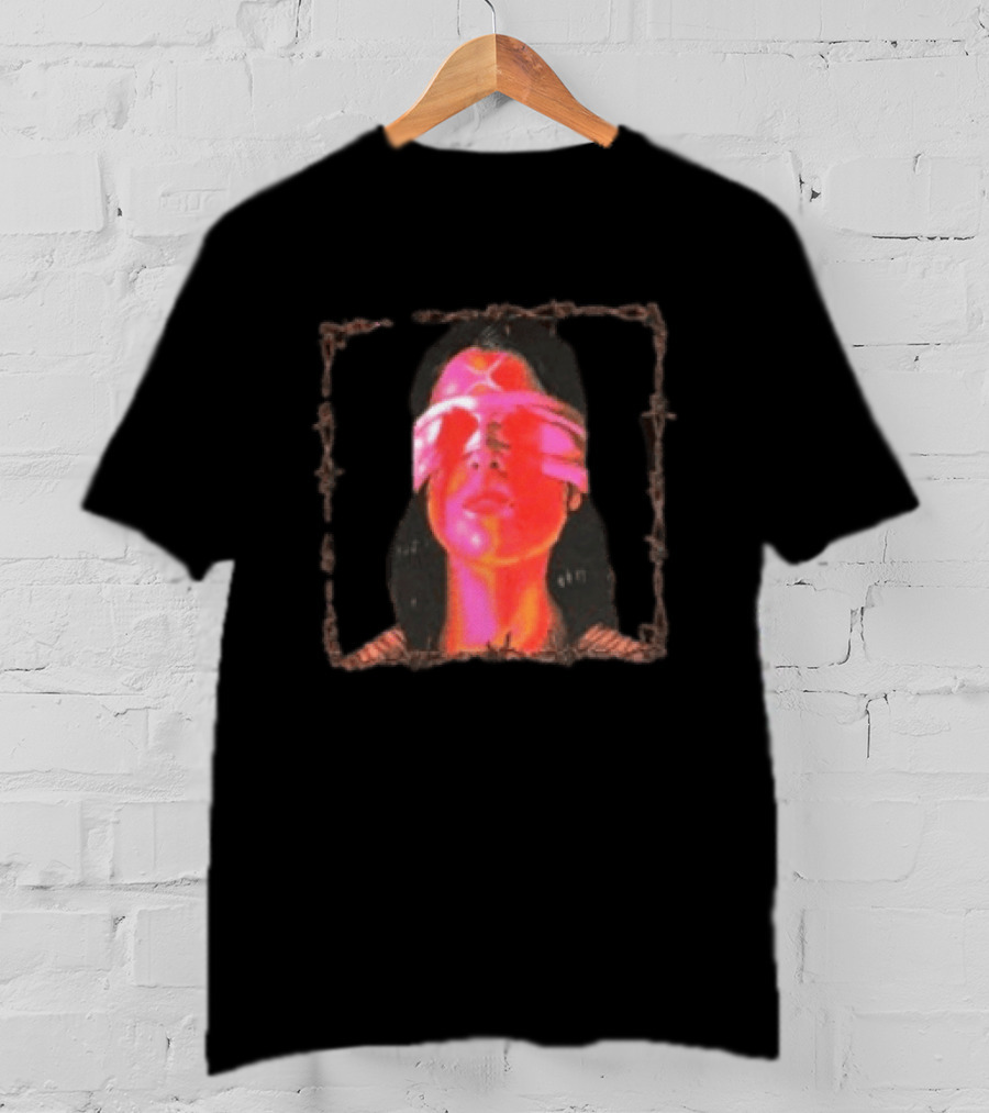 Machin3gir1 Psychowarrior Blindfolded Portrait With Pink Neon Glow T-Shirt