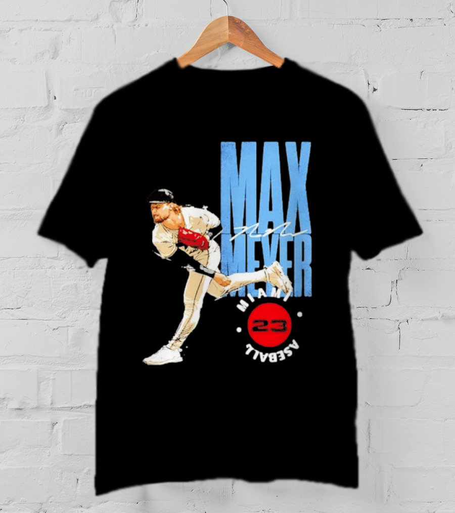 Max Meyer Miami Marlins Baseball 23 Stamp T-Shirt