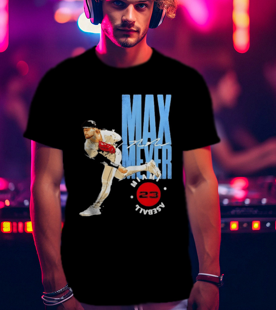 Max Meyer Miami Marlins Baseball 23 Stamp T-Shirt