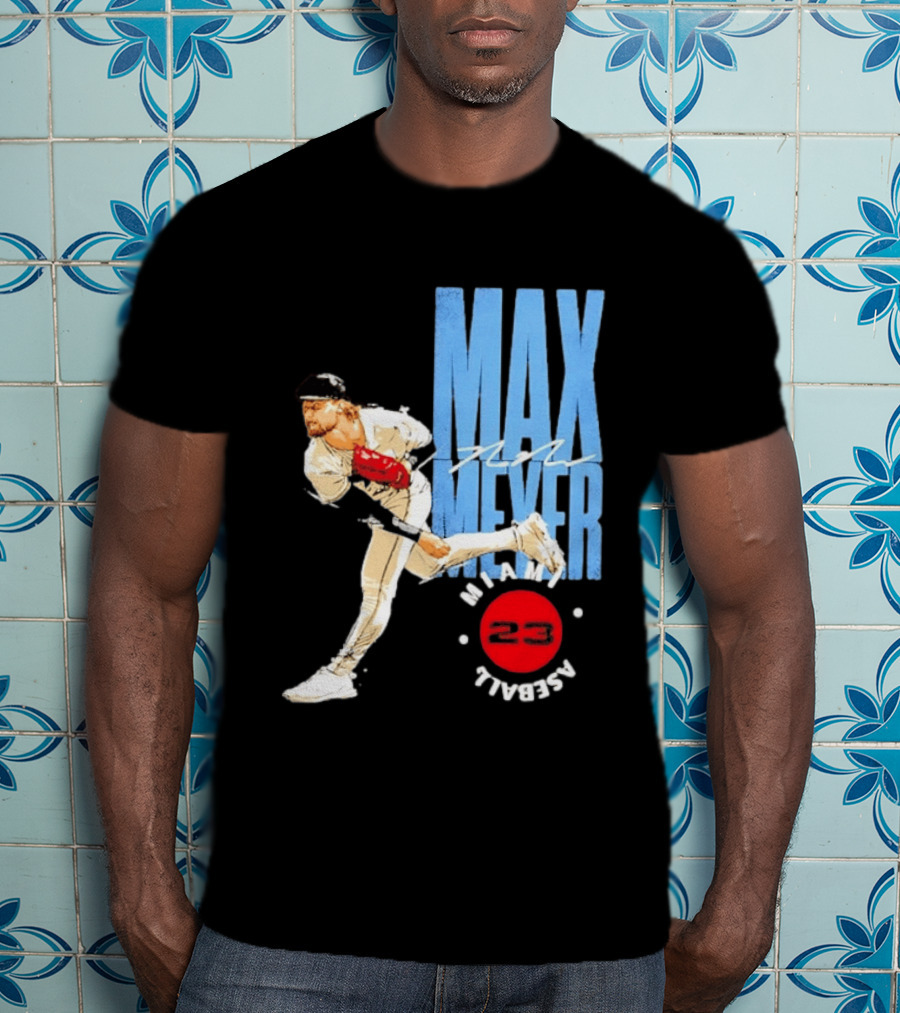 Max Meyer Miami Marlins Baseball 23 Stamp T-Shirt