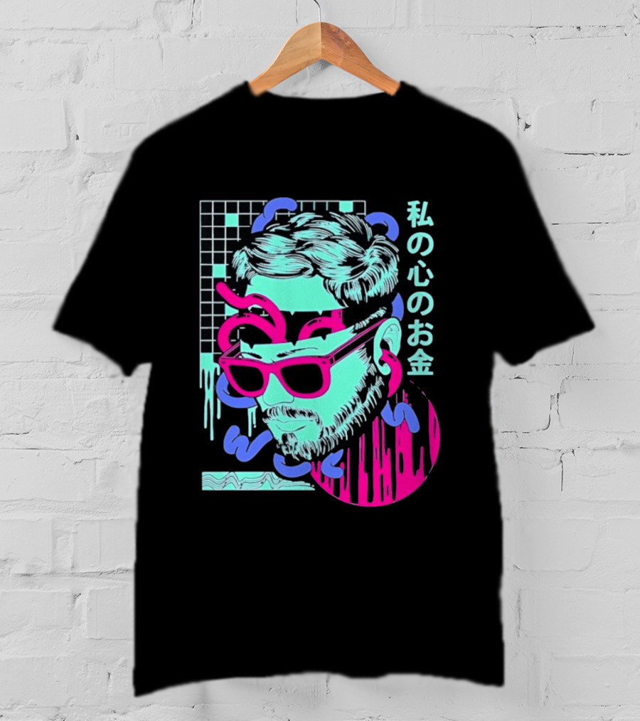 Vaporwave Aesthetic Japanese Cyberpunk Sunglasses Drip Grid T-Shirt