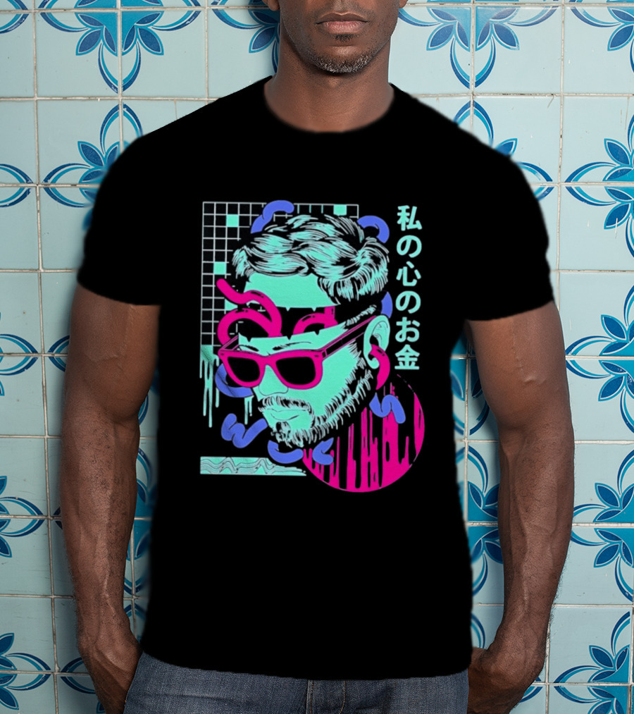 Vaporwave Aesthetic Japanese Cyberpunk Sunglasses Drip Grid T-Shirt