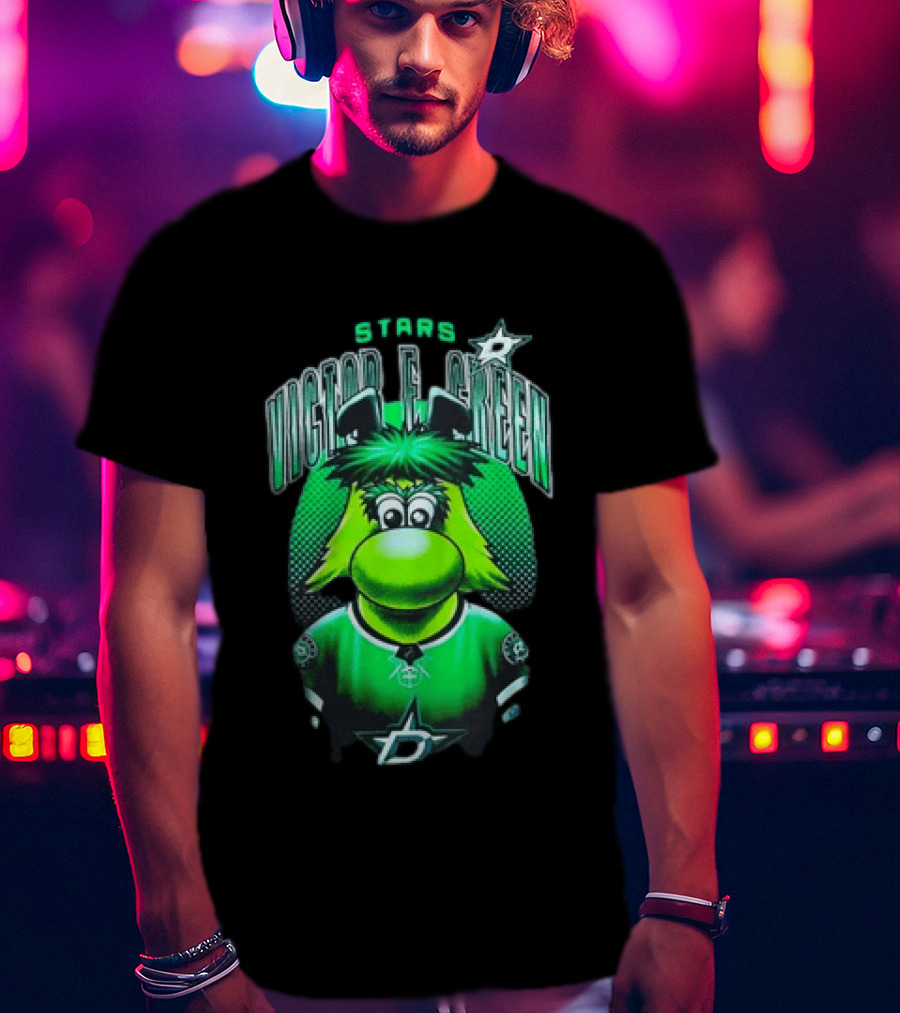 Dallas Stars Victor E Green Mascot NHL Fan Gear T-Shirt