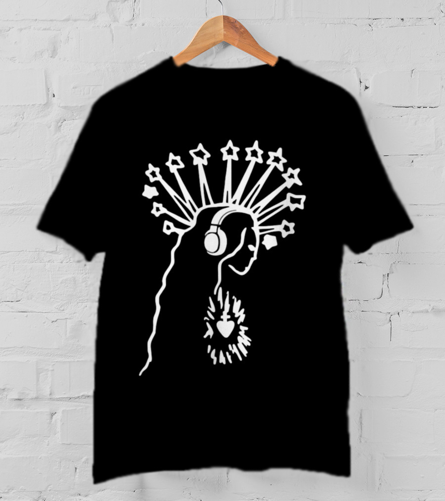 Virgin Mary Sacred Heart Headphones And Star Halo T-Shirt