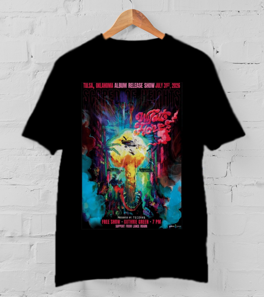Tulsa Oklahoma Album Release Show Scared Of Heights Wyatt Flores Guthrie Green July 31 2026 Free Show 7 PM T-Shirt