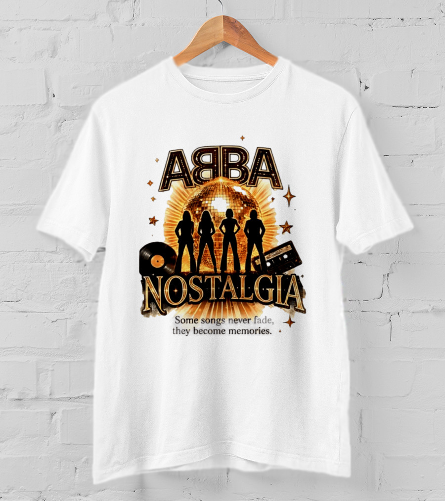 ABBA Nostalgia Some Songs Never Fade Memories Disco Vinyl Cassette T-Shirt