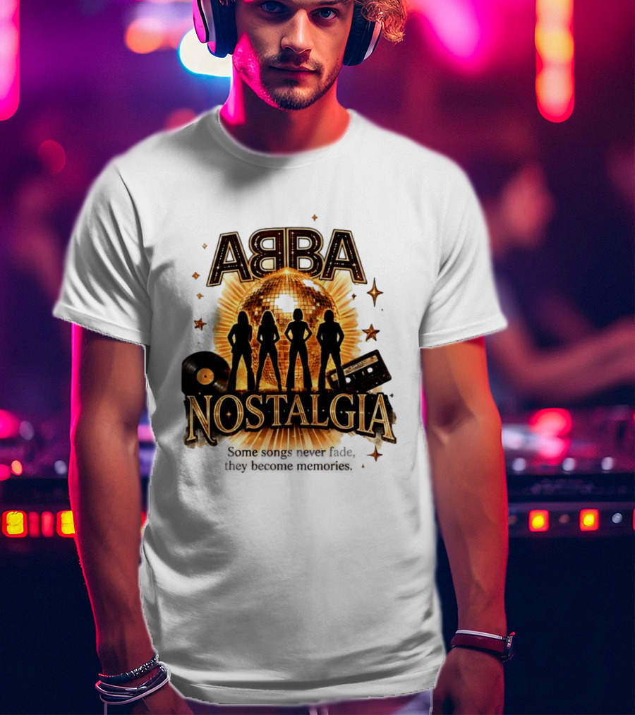 ABBA Nostalgia Some Songs Never Fade Memories Disco Vinyl Cassette T-Shirt