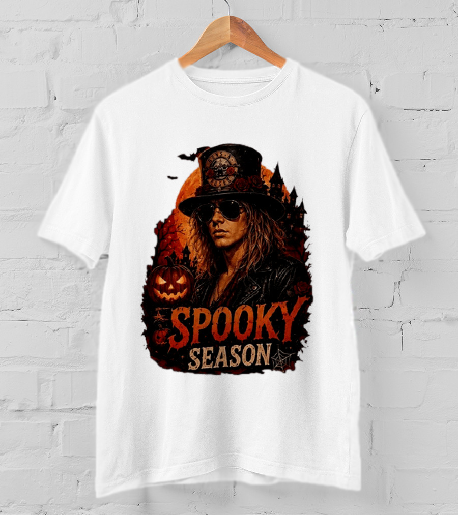 Spooky Season Buns N' Roses Halloween Pumpkin Slash T-Shirt