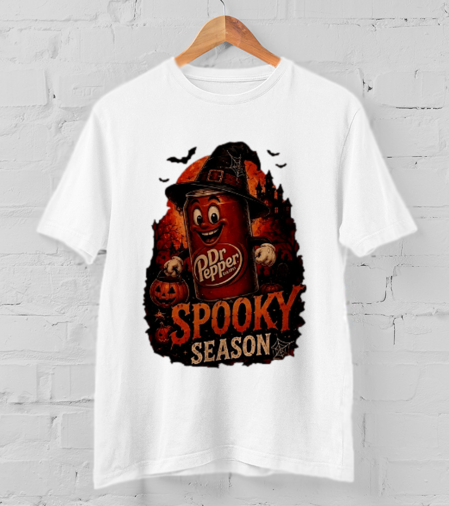 Dr Pepper Halloween Witch Can Spooky Season With Jack O' Lantern And Bats T-Shirt