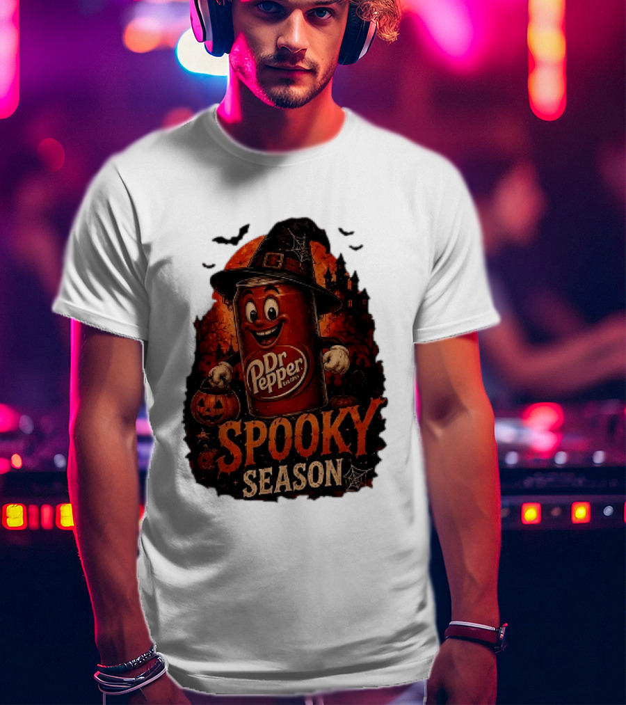 Dr Pepper Halloween Witch Can Spooky Season With Jack O' Lantern And Bats T-Shirt