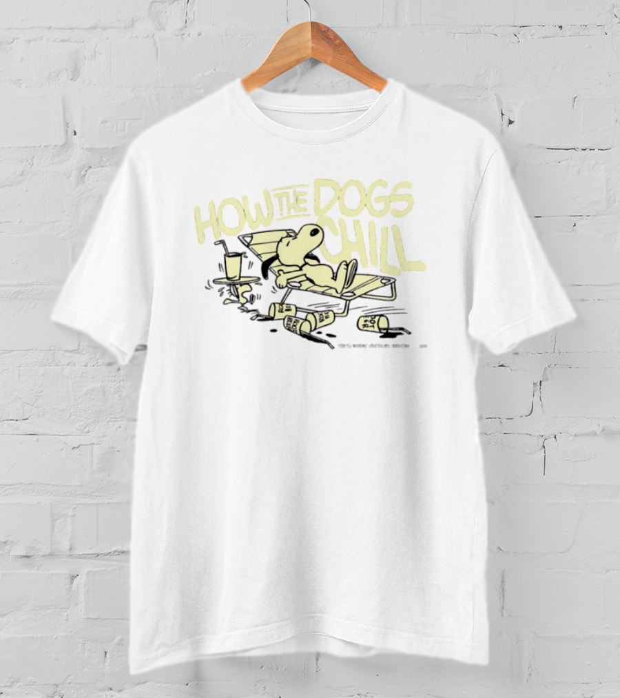 Snoopy Woodstock Peanuts How The Dogs Chill Root Beer Relaxation T-Shirt