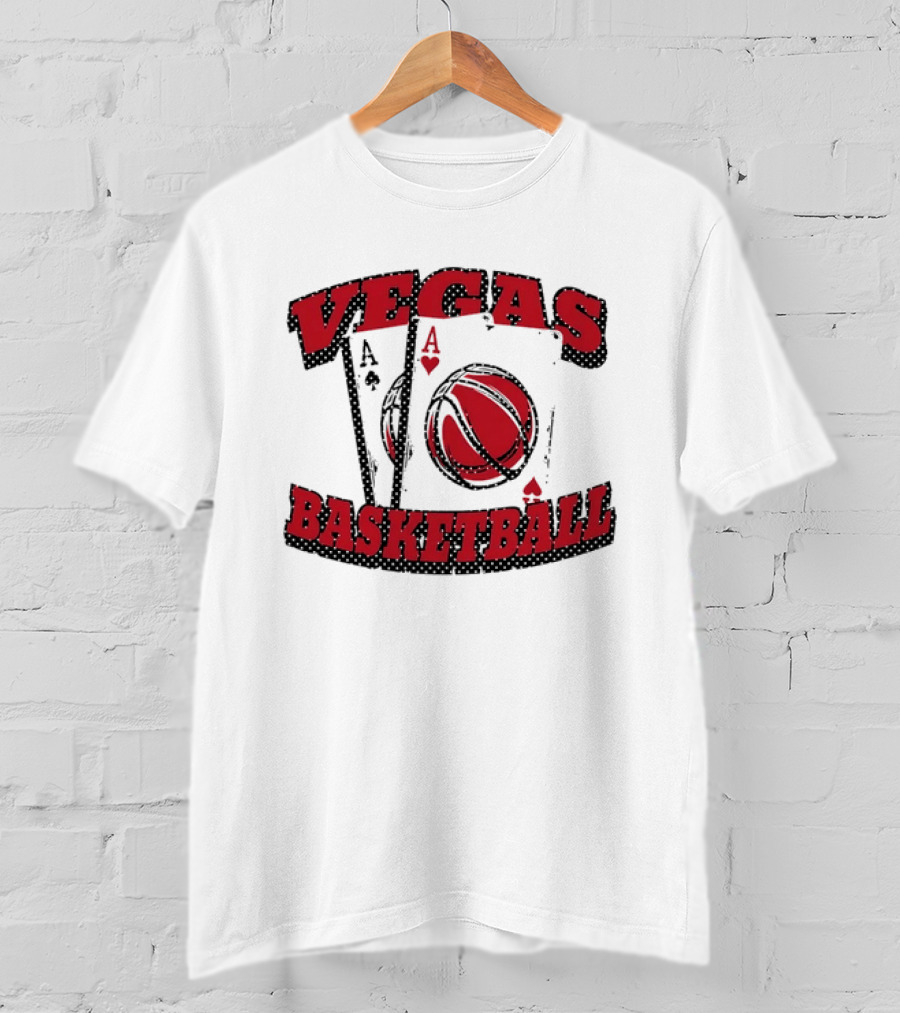 Vegas Basketball Poker Aces Playing Cards Red T-Shirt
