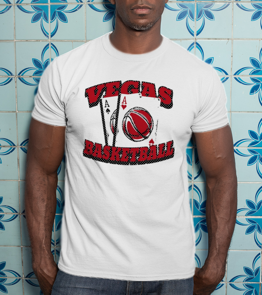 Vegas Basketball Poker Aces Playing Cards Red T-Shirt