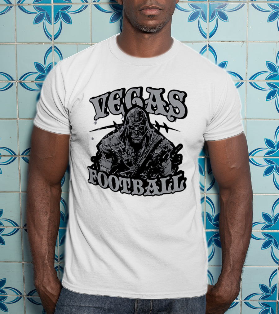 Vegas Football Undead Warrior Grayscale T-Shirt