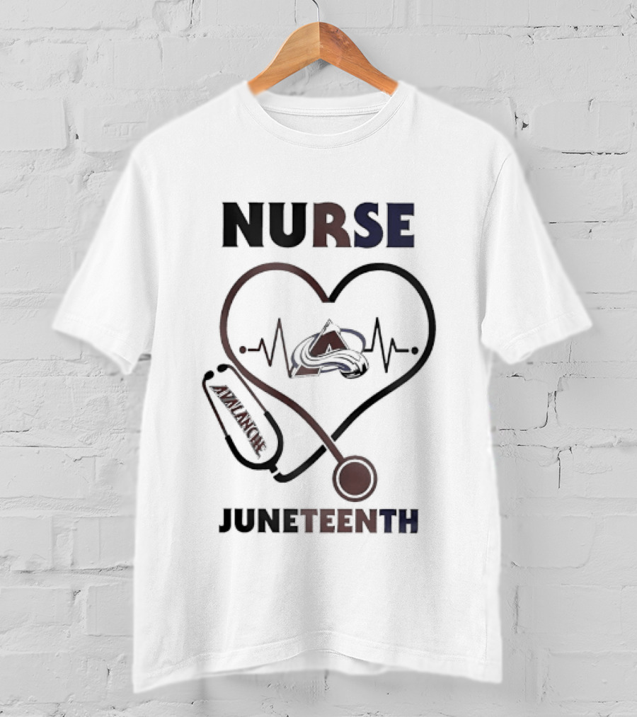 Nurse Heart Stethoscope Colorado Avalanche Juneteenth T-Shirt