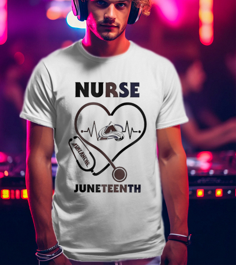 Nurse Heart Stethoscope Colorado Avalanche Juneteenth T-Shirt