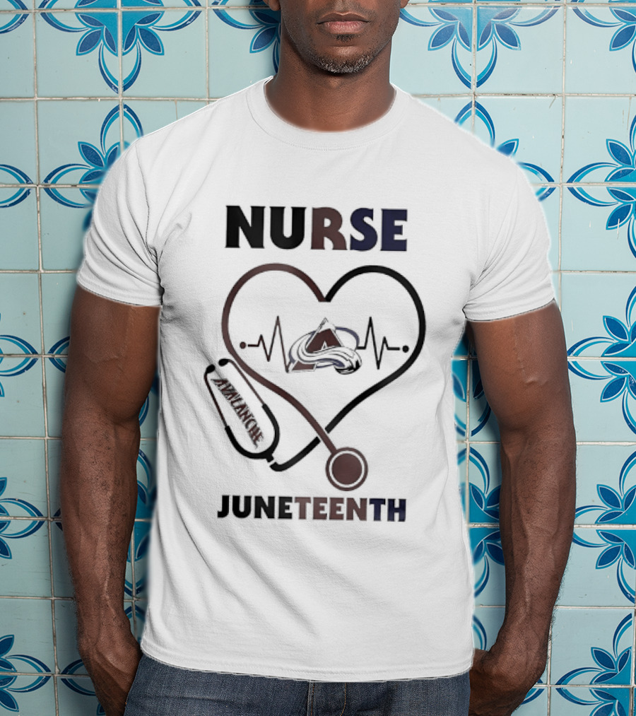 Nurse Heart Stethoscope Colorado Avalanche Juneteenth T-Shirt